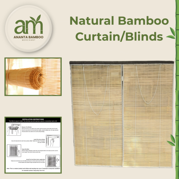 Bamboo Roll-Up Blinds – Natural Shade
