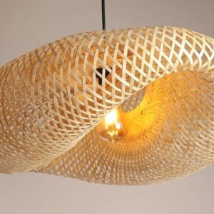 Handcrafted Bamboo Pendant Light | Boho Cane & Rattan Lampshade (60x41x22 CM) – Ananta Bamboo Marchant