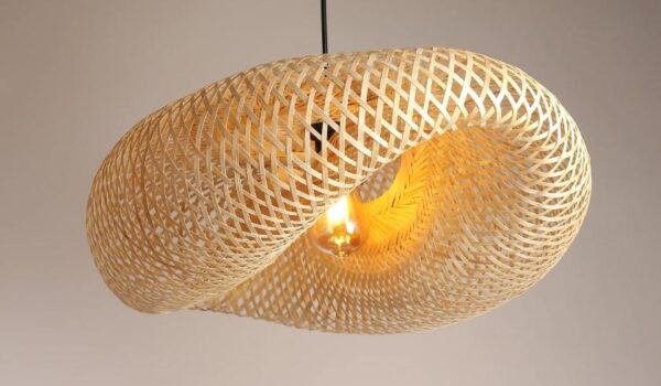 Handcrafted Bamboo Pendant Light | Boho Cane & Rattan Lampshade (60x41x22 CM) – Ananta Bamboo Marchant
