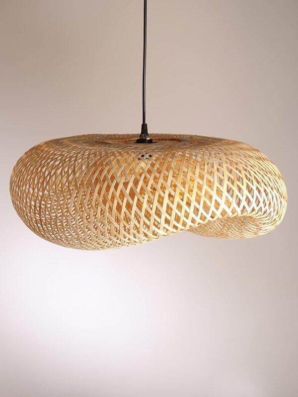 Handcrafted Bamboo Pendant Light | Boho Cane & Rattan Lampshade (60x41x22 CM) – Ananta Bamboo Marchant - Image 2