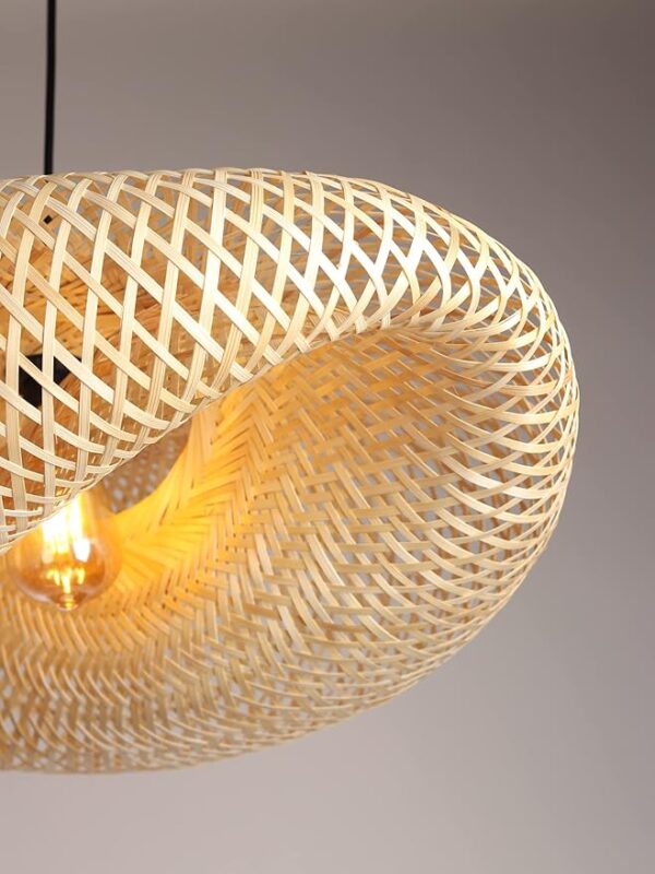 Handcrafted Bamboo Pendant Light | Boho Cane & Rattan Lampshade (60x41x22 CM) – Ananta Bamboo Marchant - Image 3