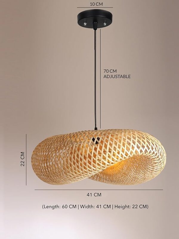 Handcrafted Bamboo Pendant Light | Boho Cane & Rattan Lampshade (60x41x22 CM) – Ananta Bamboo Marchant - Image 4