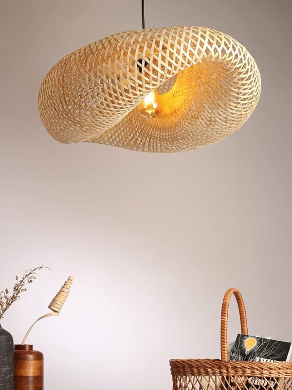 Handcrafted Bamboo Pendant Light | Boho Cane & Rattan Lampshade (60x41x22 CM) – Ananta Bamboo Marchant - Image 5